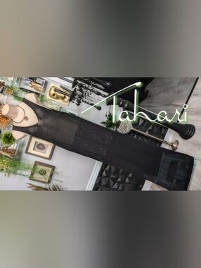 Tahari Black Mesh Swimwear Cover Up Dress LG-XL